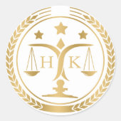 White And Gold Justice Logo Monogram Runder Aufkleber (Vorderseite)