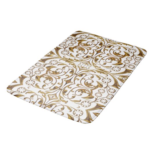 White and Gold Luxury Bath Mat Badematte (Schrägansicht)