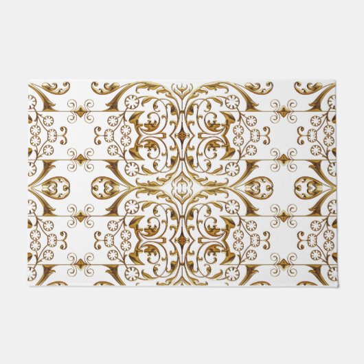 White and Gold Luxury Door Mat Fußmatte (Vorderseite)