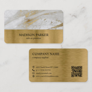 White and Gold Marble Business Card Visitenkarte