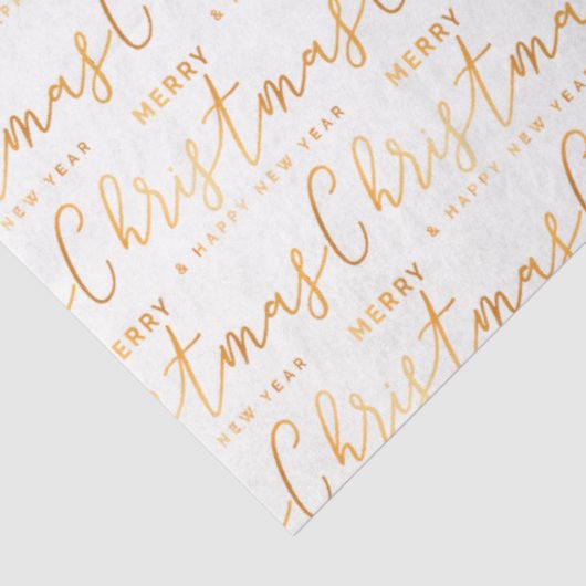White and Gold Merry Christmas Word Art Seidenpapier (Ausschnitt)