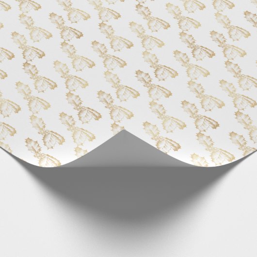 White and Gold Mistletoe Glitzer Weihnachten Geschenkpapier (Ecke)