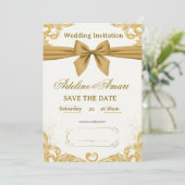 White and Gold Modern Elegant Wedding Celebration Einladung (Stehend Vorderseite)