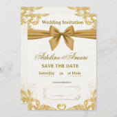 White and Gold Modern Elegant Wedding Celebration Einladung (Vorne/Hinten)