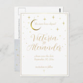 White and Gold Modern Minimal Celestial Rett Date Postkarte (Vorne/Hinten)