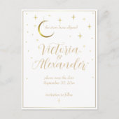 White and Gold Modern Minimal Celestial Rett Date Postkarte (Vorderseite)