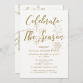 White and Gold Moderne Feiertage Einladung (Vorne/Hinten)