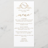 White and Gold Monogram Wedding Double-sided Menu Menükarte (Vorderseite)