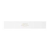 White and Gold Monogram Wedding Einladungsbanderole (Flach)