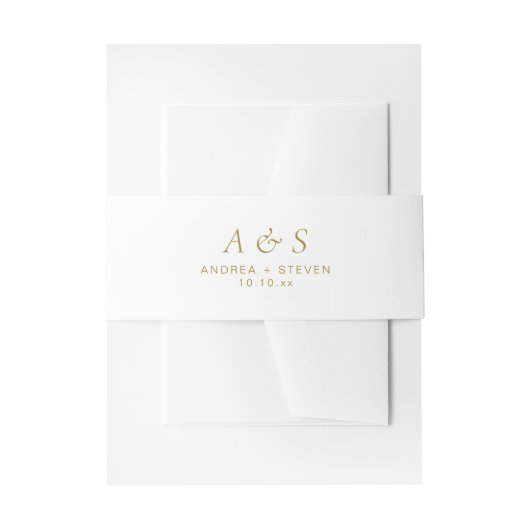 White and Gold Monogram Wedding Einladungsbanderole (Vorderseite Beispiel)