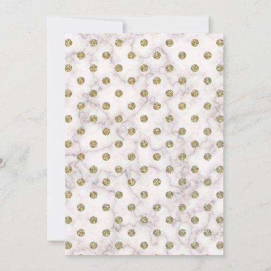 White and Gold Polka Dot Trunk Party Einladung (Rückseite)