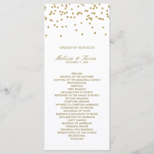 White and Gold Polka-Dots Order of Services Programm (Vorderseite)