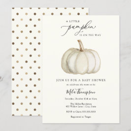 White and Gold Pumpkin Baby Shower Einladung