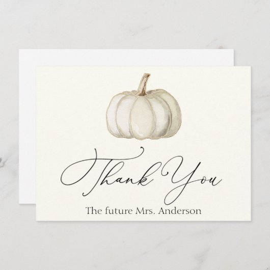 White and Gold Pumpkin Danke Note Card Mitteilungskarte (Vorne/Hinten)