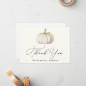 White and Gold Pumpkin Danke Note Card Mitteilungskarte (Vorderseite/Rückseite Beispiel)