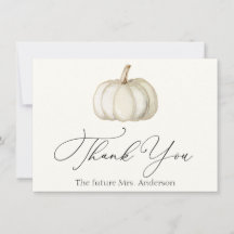 White and Gold Pumpkin Danke Note Card