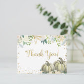 White and Gold Pumpkin Dankeschön Karte (Stehend Vorderseite)