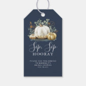 White and Gold Pumpkin Fall Sip Hooray Geschenk Ta Geschenkanhänger (Vorderseite)