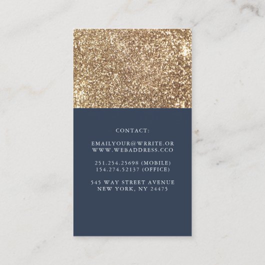 White and Gold Pumpkins Fall Harvest Navy Blue Visitenkarte (Rückseite)