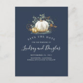 White and Gold Pumpkins fallen Save the Date Ankündigungspostkarte (Vorderseite)