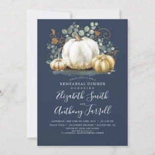 White and Gold Pumpkins Herbst Probe Dinner Invi Einladung