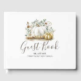 White and Gold Pumpkins Hochzeit im Herbst Gästebuch