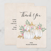 White and Gold Pumpkins Wasserfarbe Vielen Dank Dankeskarte (Vorne/Hinten)