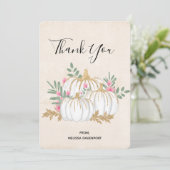 White and Gold Pumpkins Wasserfarbe Vielen Dank Dankeskarte (Stehend Vorderseite)