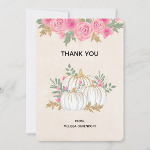 White and Gold Pumpkins Wasserfarbe Vielen Dank Dankeskarte