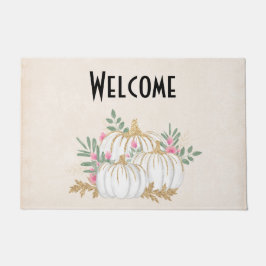 White and Gold Pumpkins Wasserfarbe Willkommen Fußmatte