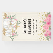 White and Gold Pumpkins Watercolor Erntedank Banner (Horizontal)