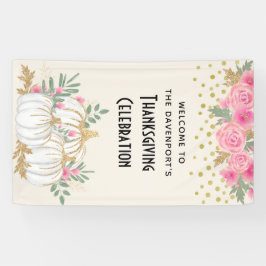 White and Gold Pumpkins Watercolor Erntedank Banner