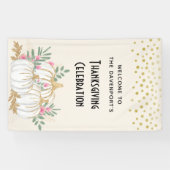 White and Gold Pumpkins Watercolor Erntedank Banner (Horizontal)