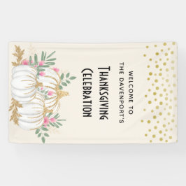 White and Gold Pumpkins Watercolor Erntedank Banner