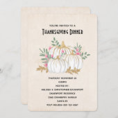 White and Gold Pumpkins Watercolor Erntedank Einladung (Vorne/Hinten)