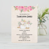 White and Gold Pumpkins Watercolor Erntedank Einladung (Stehend Vorderseite)