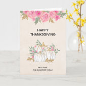 White and Gold Pumpkins Watercolor Erntedank Karte (Gelbe Blume)