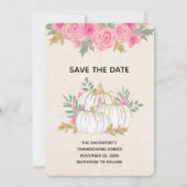White and Gold Pumpkins Watercolor Erntedank Save The Date (Vorderseite)