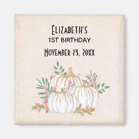 White and Gold Pumpkins Watercolor - Geburtstag