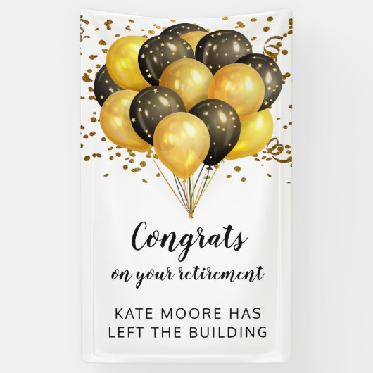White and Gold Retirement Banner (Vertikal)