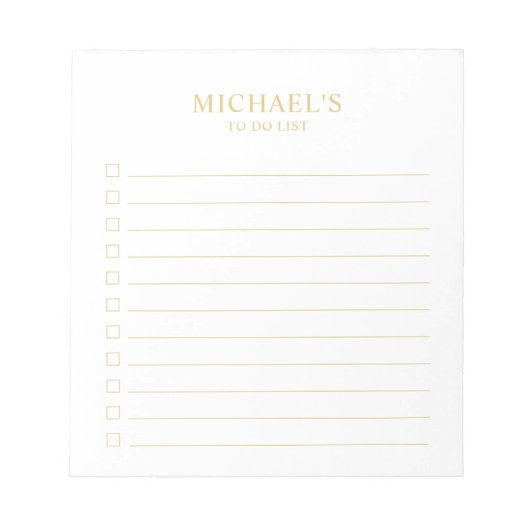 White and Gold To Do List Editor Notizblock (Vorderseite)