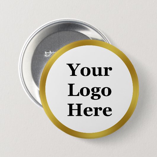 White and Gold Vorlage Ihr Logo hier Button (Vorne & Hinten)