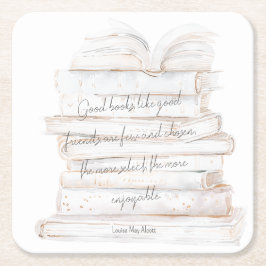 White and Gold Watercolor Freundschaft & Bücher Zi Rechteckiger Pappuntersetzer
