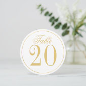 White and Gold Wedcle Tischnummer Card (Stehend Vorderseite)