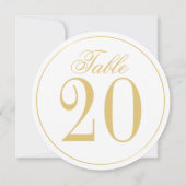 White and Gold Wedcle Tischnummer Card (Rückseite)