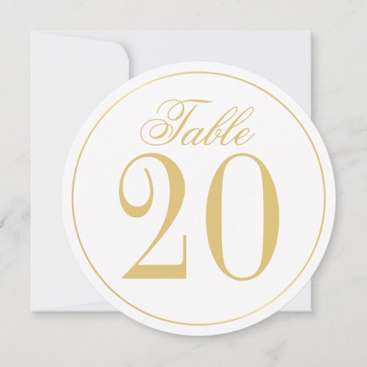 White and Gold Wedcle Tischnummer Card (Rückseite)