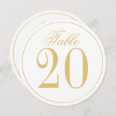 White and Gold Wedcle Tischnummer Card (Vorne/Hinten)