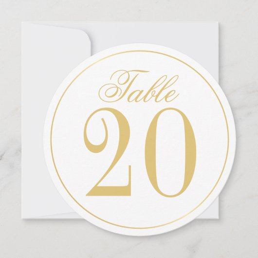 White and Gold Wedcle Tischnummer Card (Vorderseite)