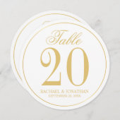 White and Gold Wedcle Tischnummer Card (Vorne/Hinten)