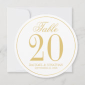 White and Gold Wedcle Tischnummer Card (Vorderseite)